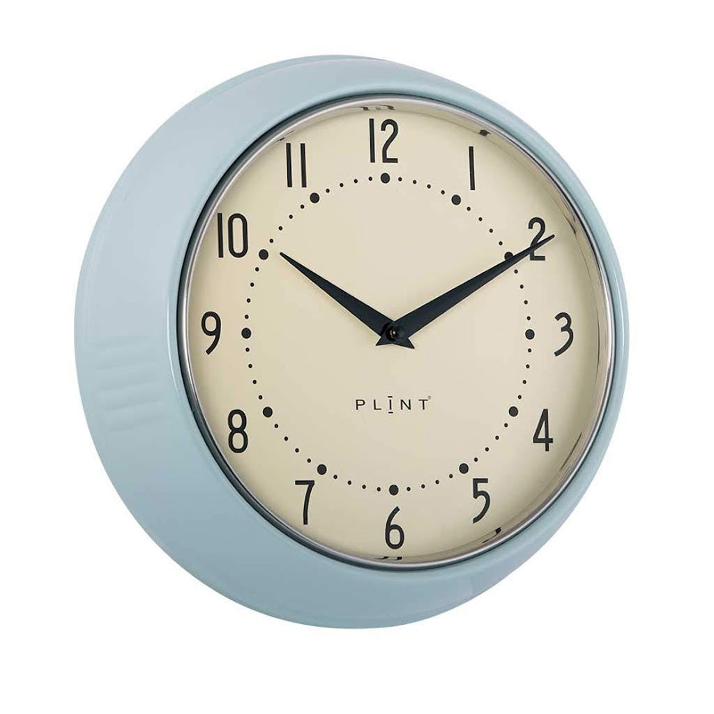 LS-LebenStil Uhren & Schmuck Wanduhr ice-blau 23cm Metall Retro