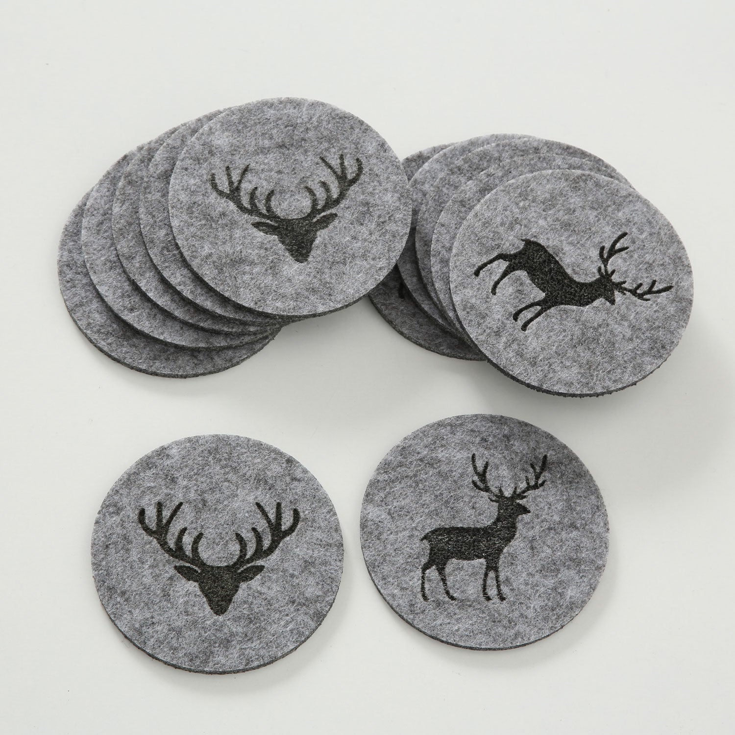 LS-LebenStil Küche Glasuntersetzer Filz Hirsch Grau 6x 10cm Rund