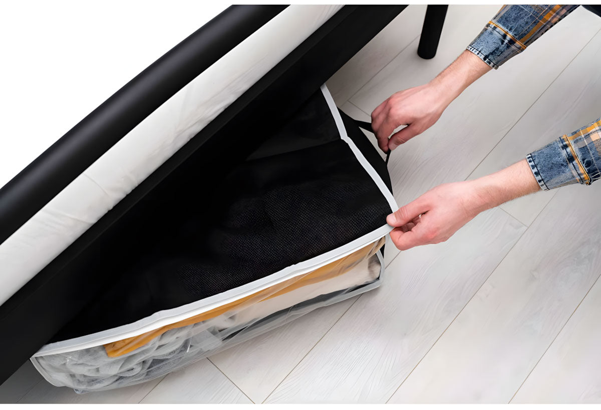 LS-LebenStil Unterbettkommode Schwarz 60x35x40cm Stoff