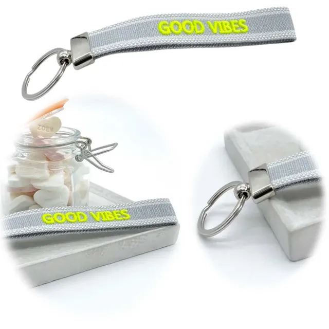 LS-LebenStil Uhren & Schmuck Schlüsselanhänger Good Vibes Stoffband