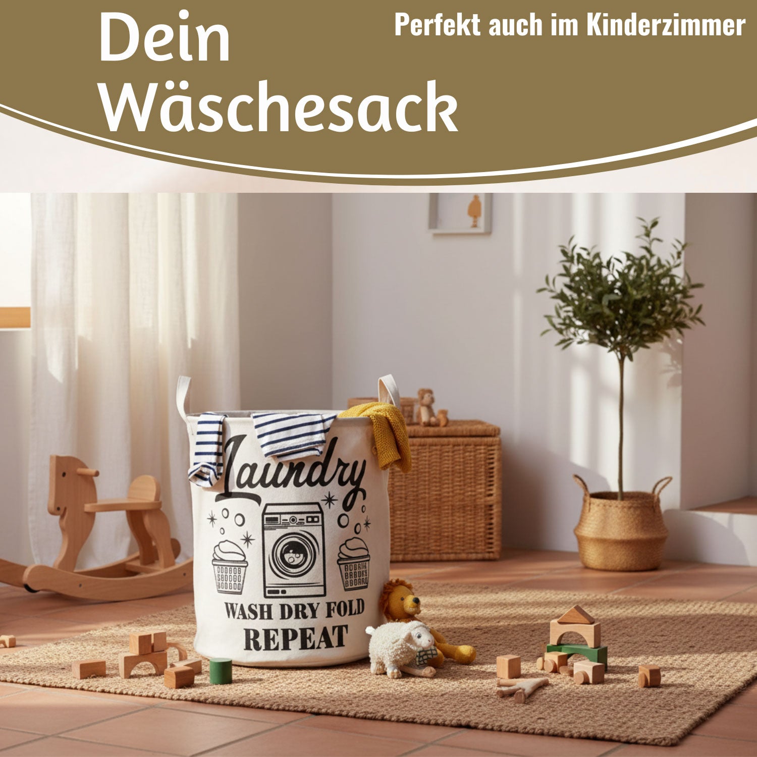 LS-LebenStil Möbel & Wohnen Wäschesack Canvas 50cm Creme
