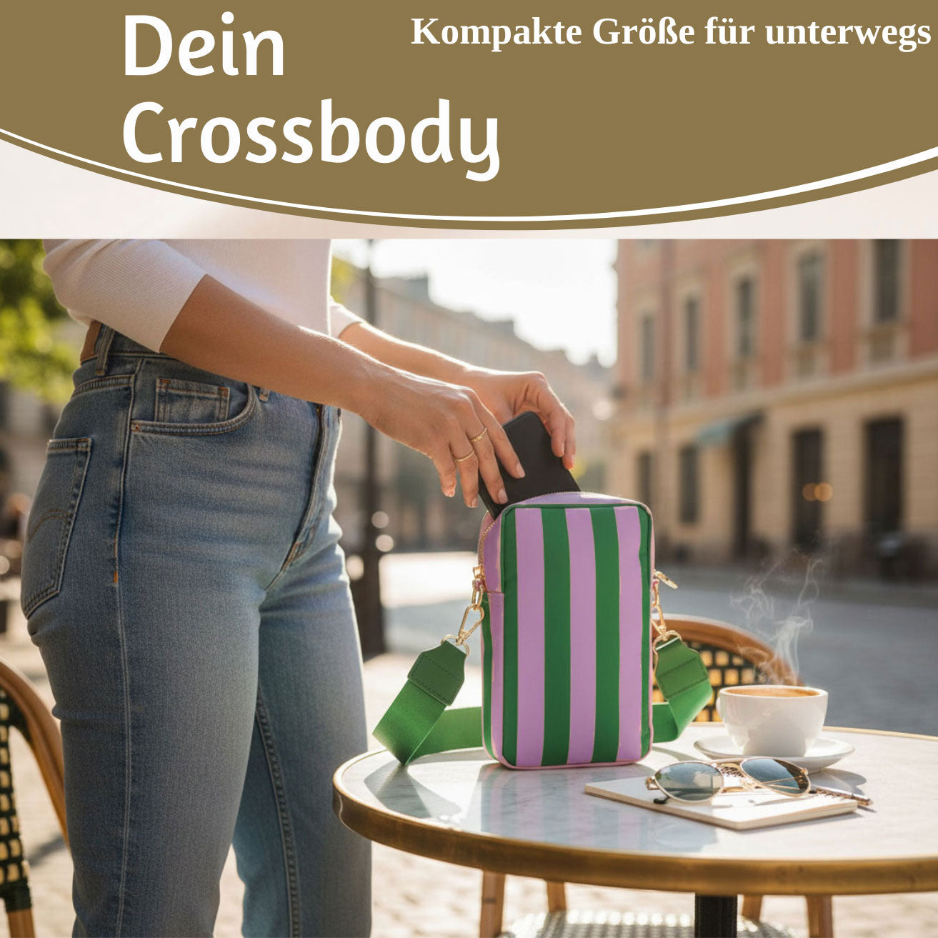 LS-LebenStil Mimi's Glow Ruby Handytasche Grün Violett Crossbody