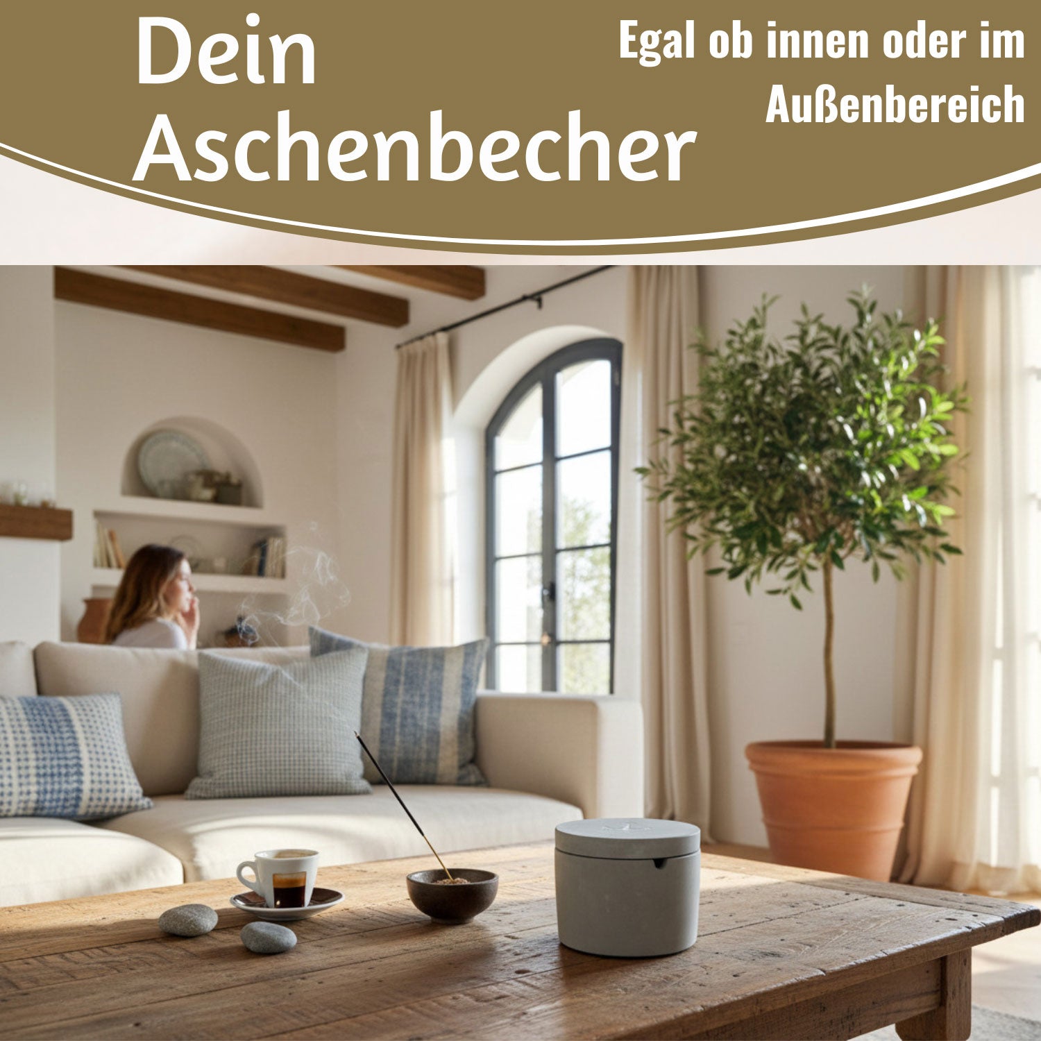 LS-LebenStil Ankerplatz Aschenbecher Beton 9x7cm Grau