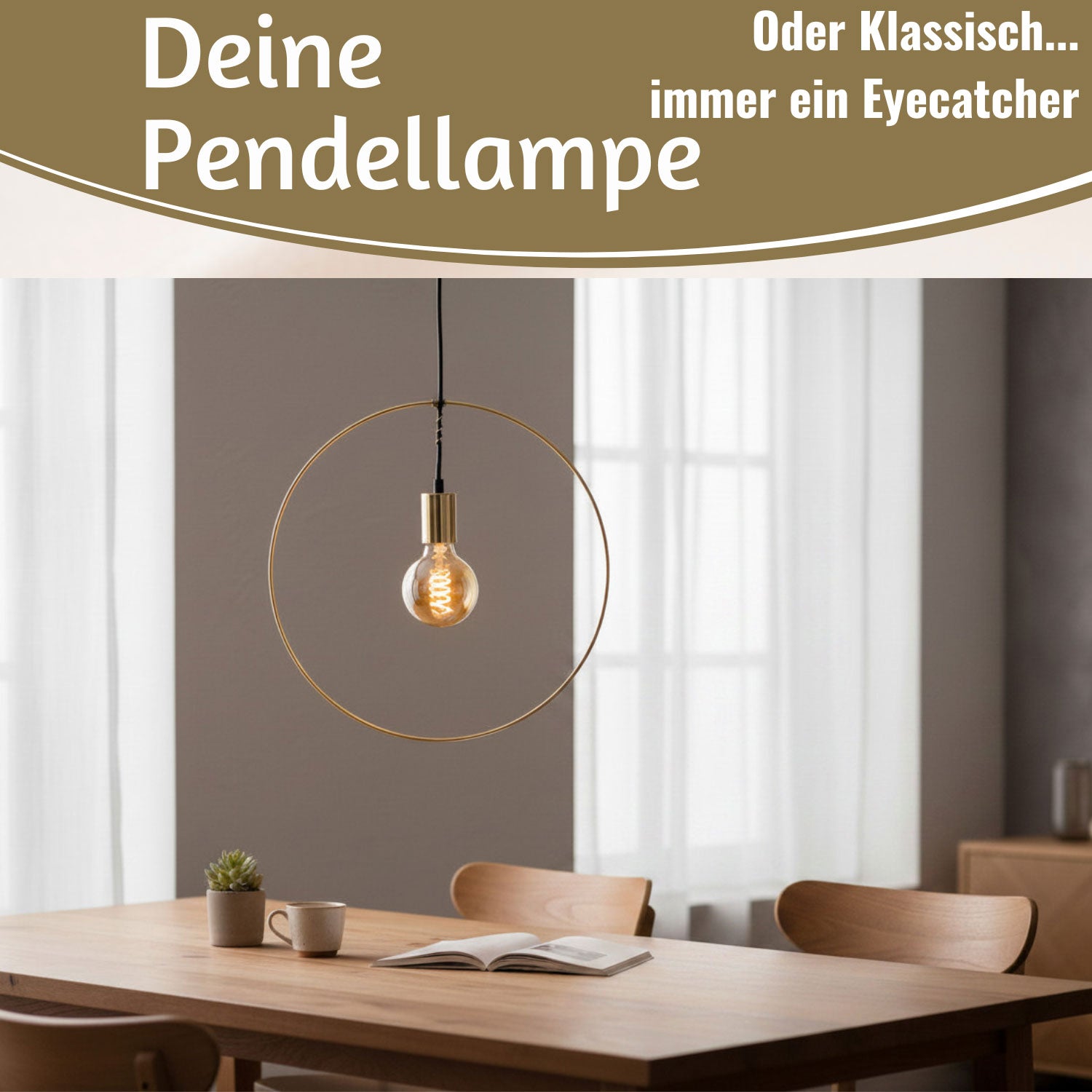 LS-LebenStil Athen Pendel-Leuchte Ring Gold 40cm E27