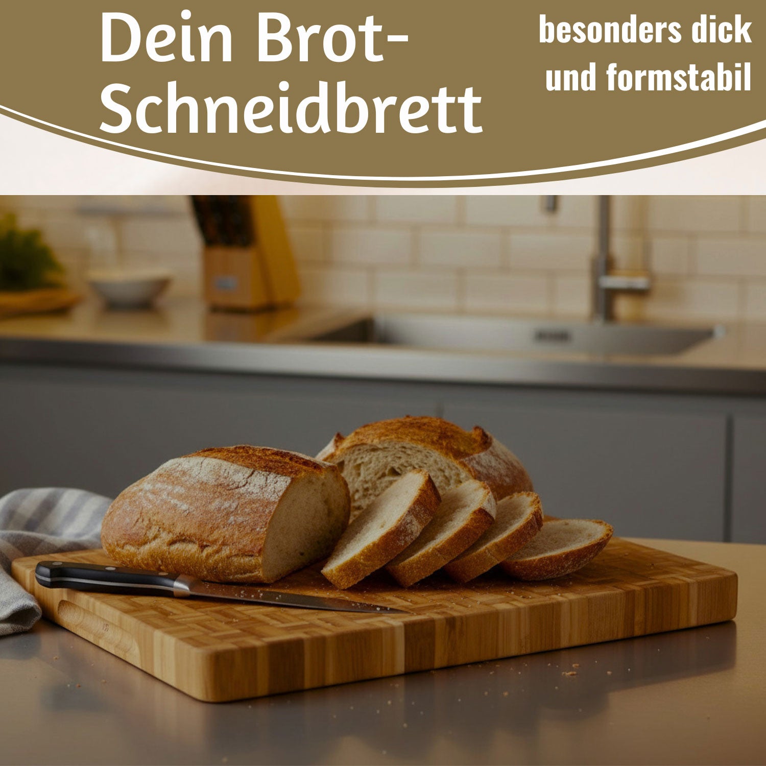 LS-LebenStil Profi Schneidebrett Stirnholz Bambus 36cm XL