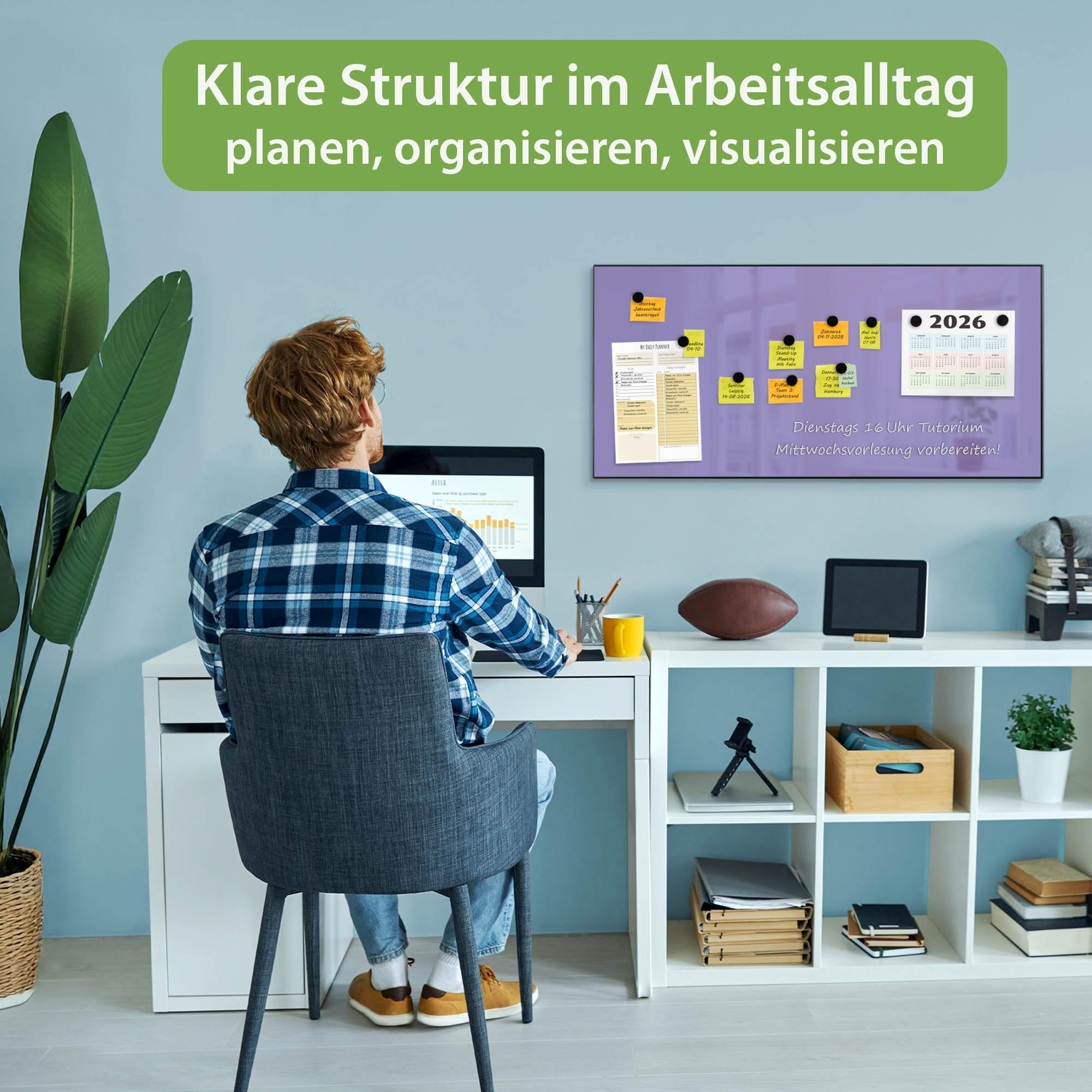 Banjado Magnettafel Metall 78x37cm Memoboard Lavendel