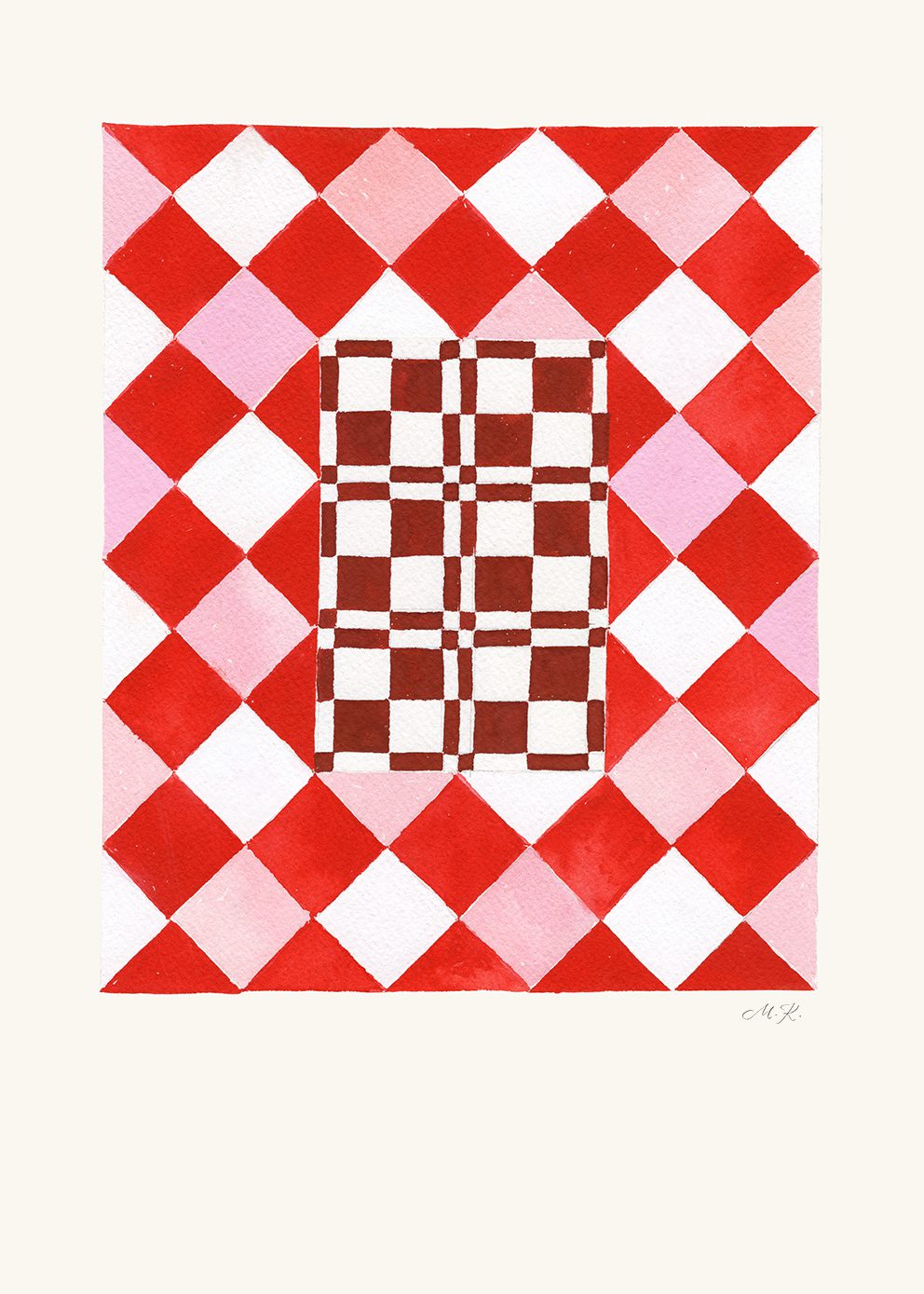 The Poster Club Art Prints Tern No. 6 Poster A4 rosa rot