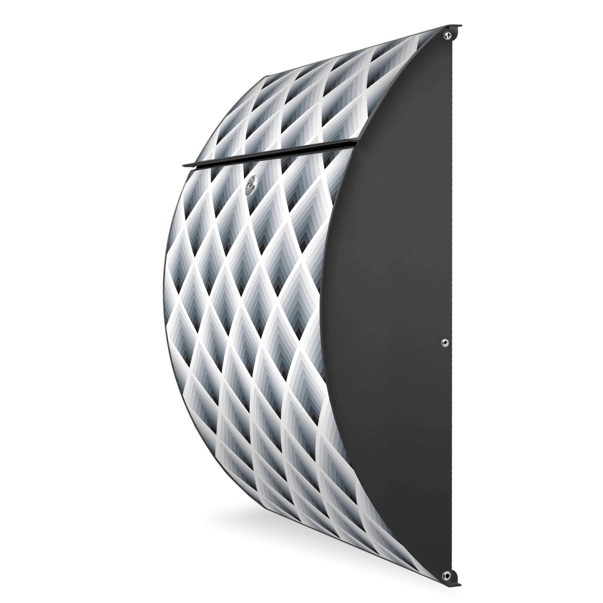 Banjado Riviera Briefkasten Anthrazit Raster 3D Grau A4