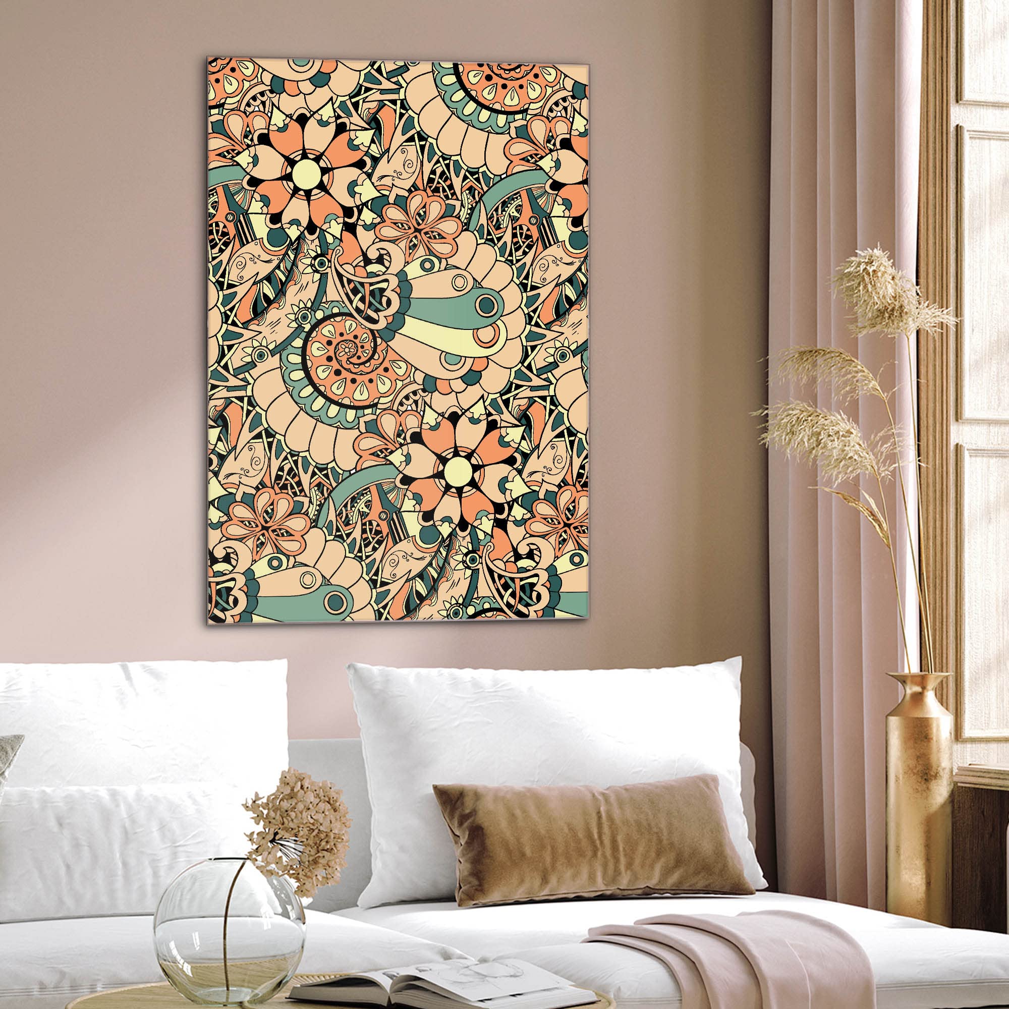 Banjado Magnettafel Vintage Flower 3 Glasboard 40x60 Blumen