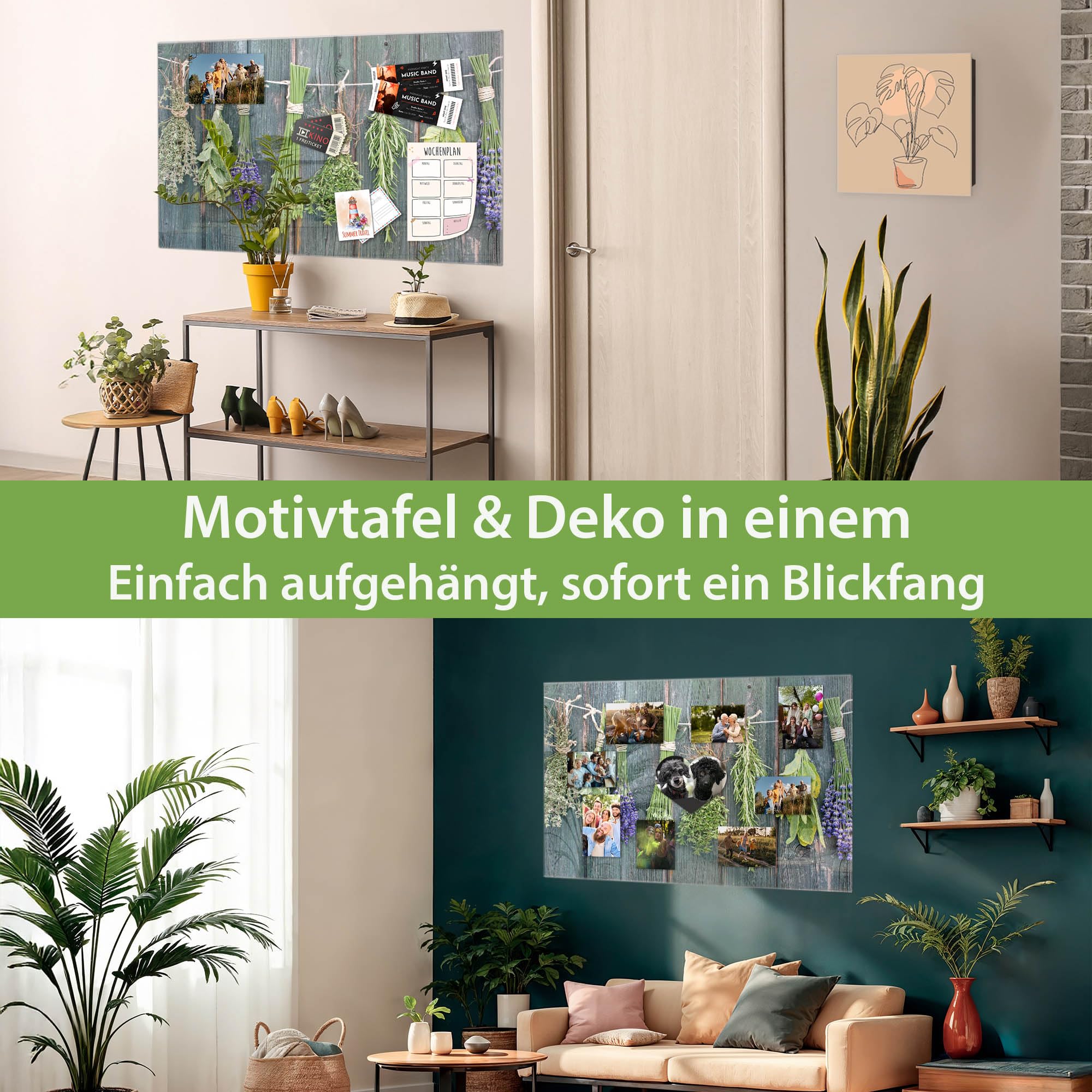 Banjado Magnettafel Acht Kräuter Glas 120x80 cm Küche