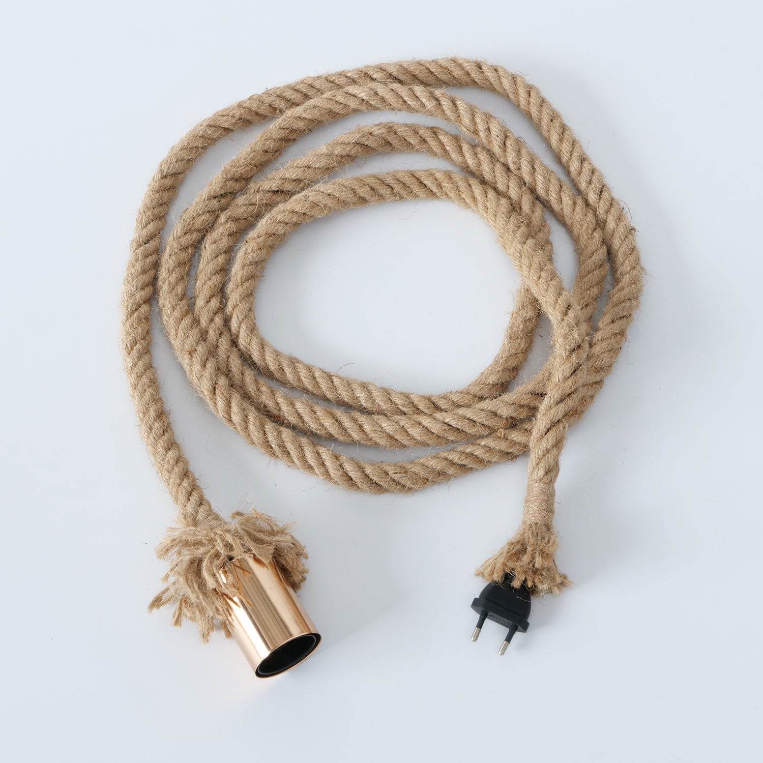 LS-LebenStil Tau Hängelampe Sisal 300cm Braun Kupfer E27