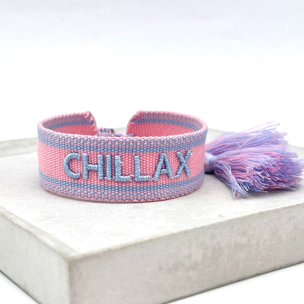LS-LebenStil Uhren & Schmuck Chillax Webarmband Stoff rose-blau