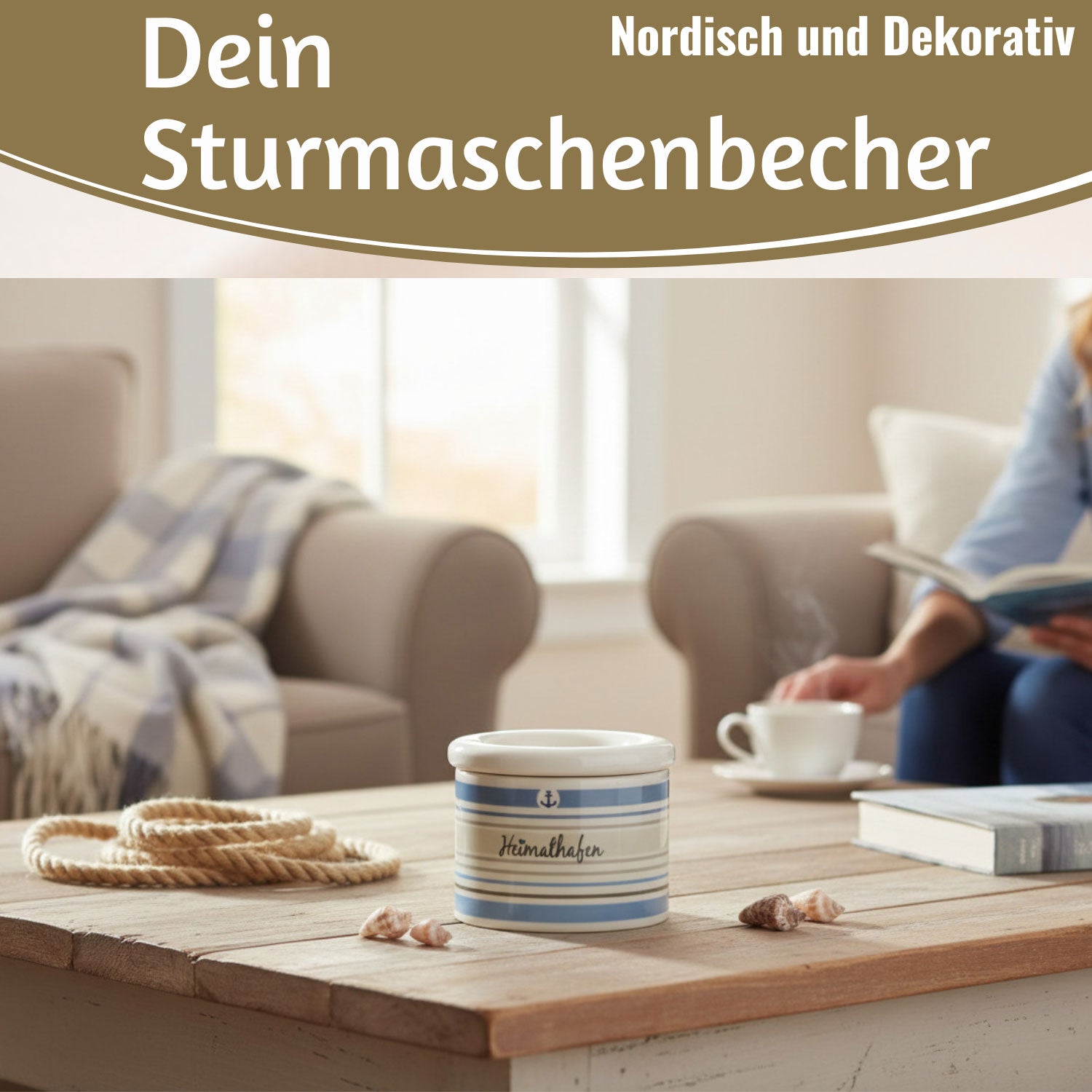 LS-LebenStil Heimathafen Sturmaschenbecher 10x7,5cm Weiß Blau