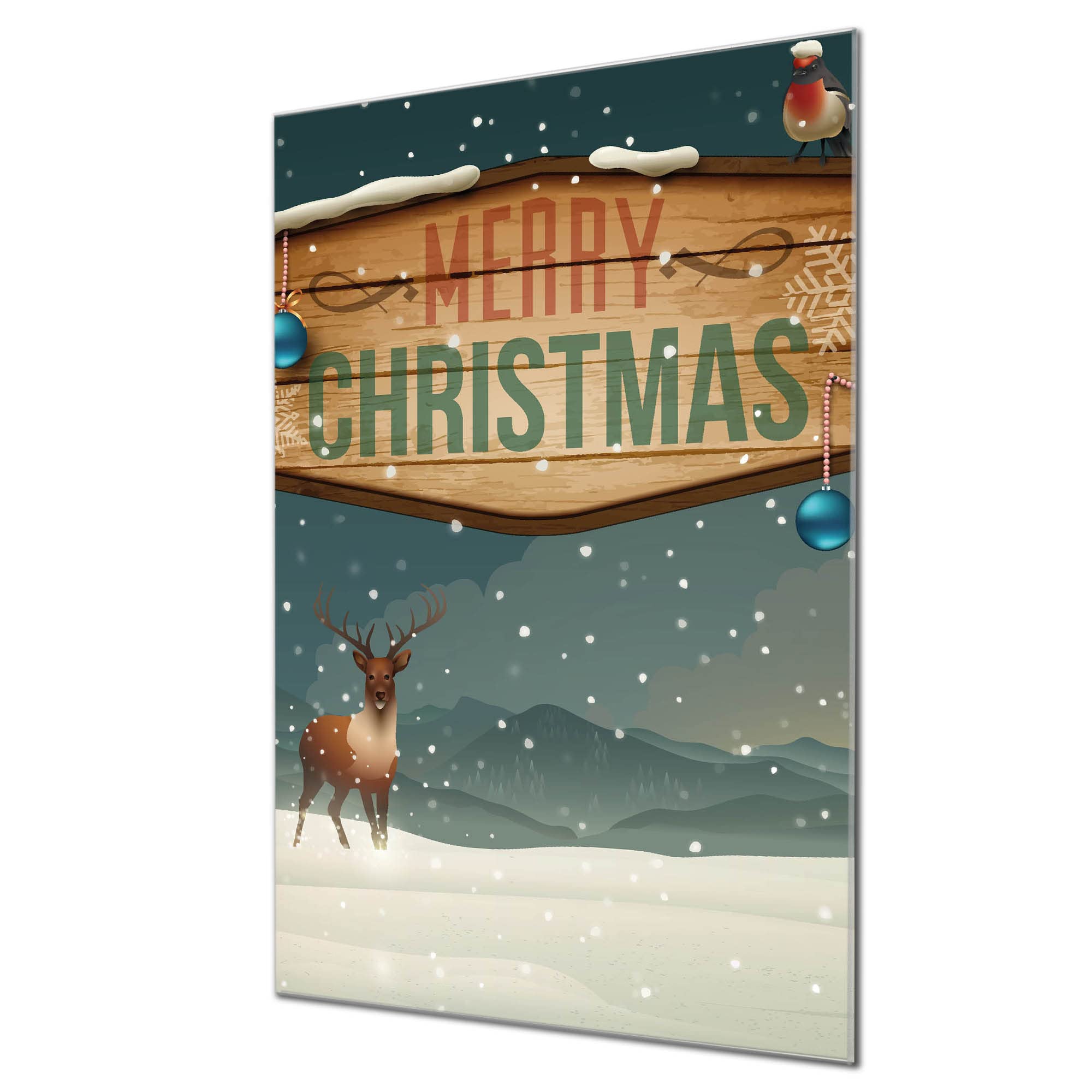 Banjado Magnettafel Glas 40x60cm Memoboard Weihnachtsland beschreibbar