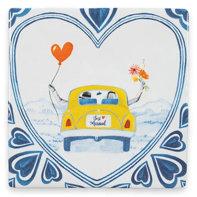 Storytiles Delft Blue Just married off we go Wandfliese S 10x10 cm