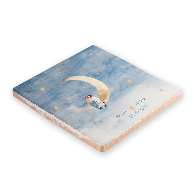 Storytiles Delft Blue Tot de maan en terug Wandfliese 10x10 cm Gold