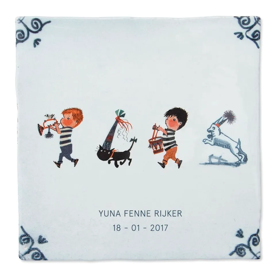 StoryTiles Delft Blue Hieperdepiep Hoera Fliese 10x10 cm Geburtstag