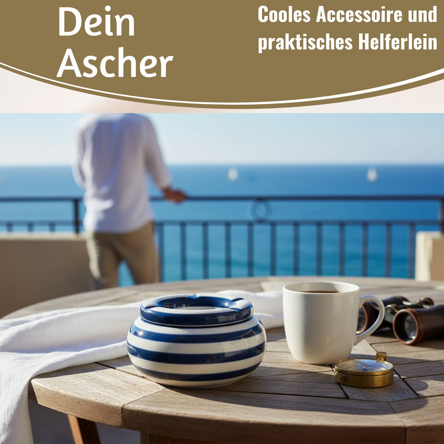 LS-LebenStil Küche & Haushalt Sturmaschenbecher XL blau-weiß