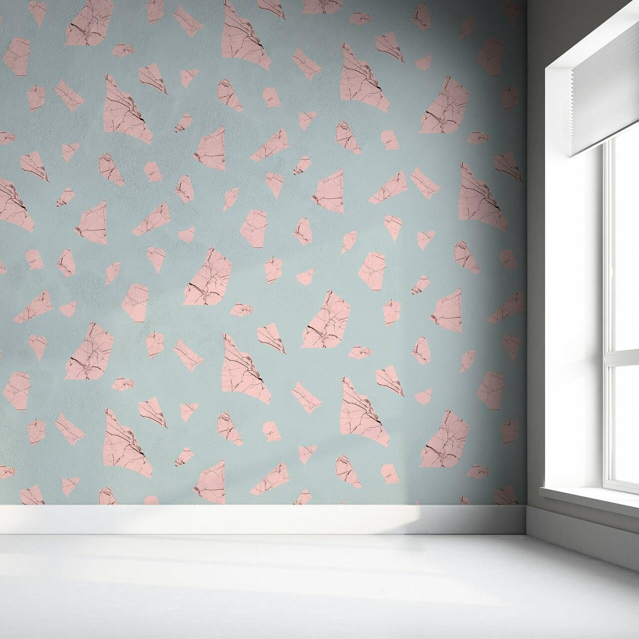 Mineheart Marble Fragment Tapete Rosa Blau A3 Muster Marmor