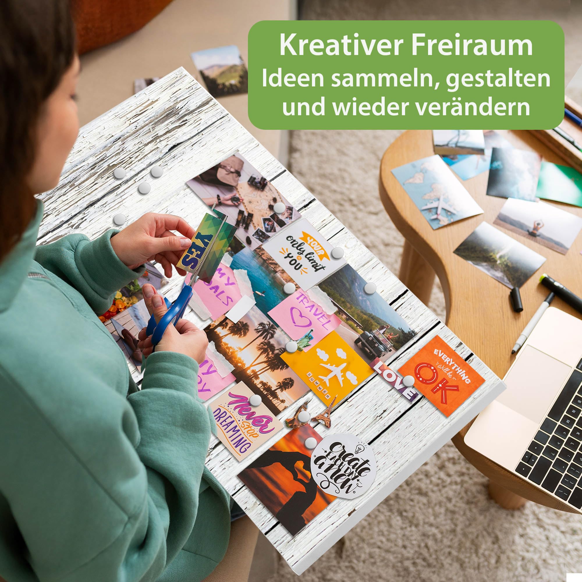 Banjado Magnettafel Weißer Bretterzaun weiß 78x37cm beschreibbar