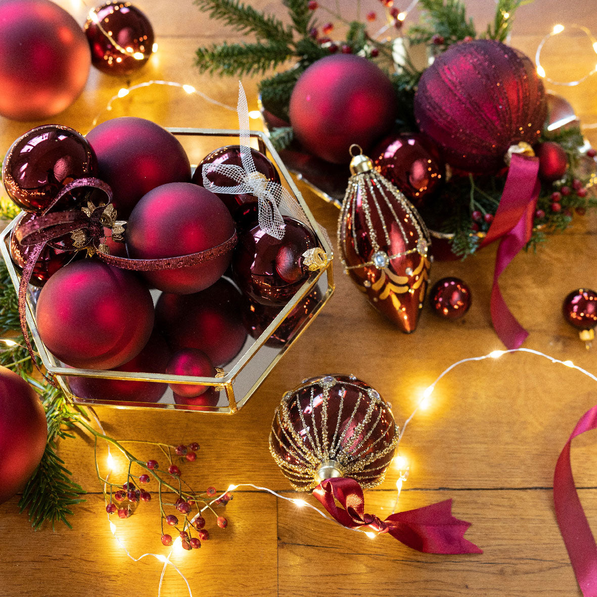 LS-LebenStil Möbel & Wohnen Weihnachtskugeln 6cm Rot 12er Set