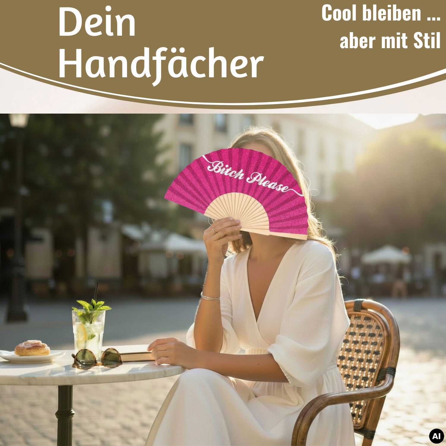 LS-LebenStil Shopper & Taschen Handfächer Faltfächer Bitch Please pink