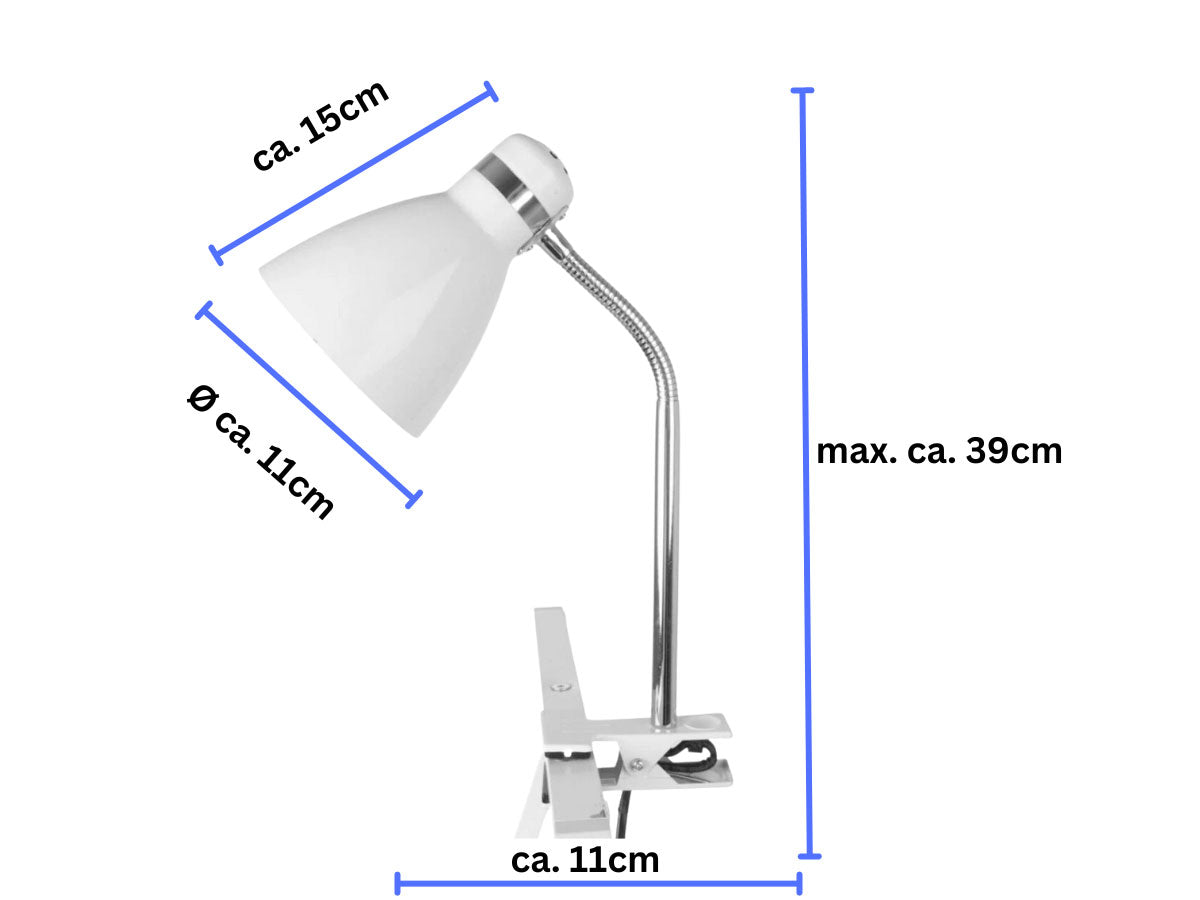 LS-LebenStil Möbel & Wohnen Klemmlampe List Weiß E27 39cm