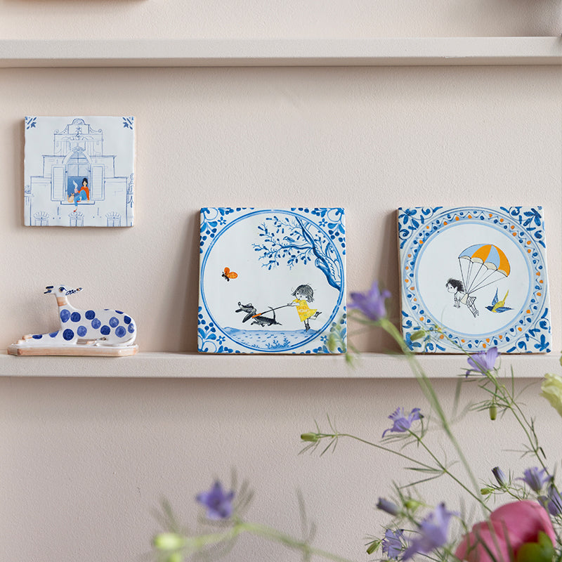 Storytiles Delft Blue Beste vriendjes Fliese S 10x10 cm Hund
