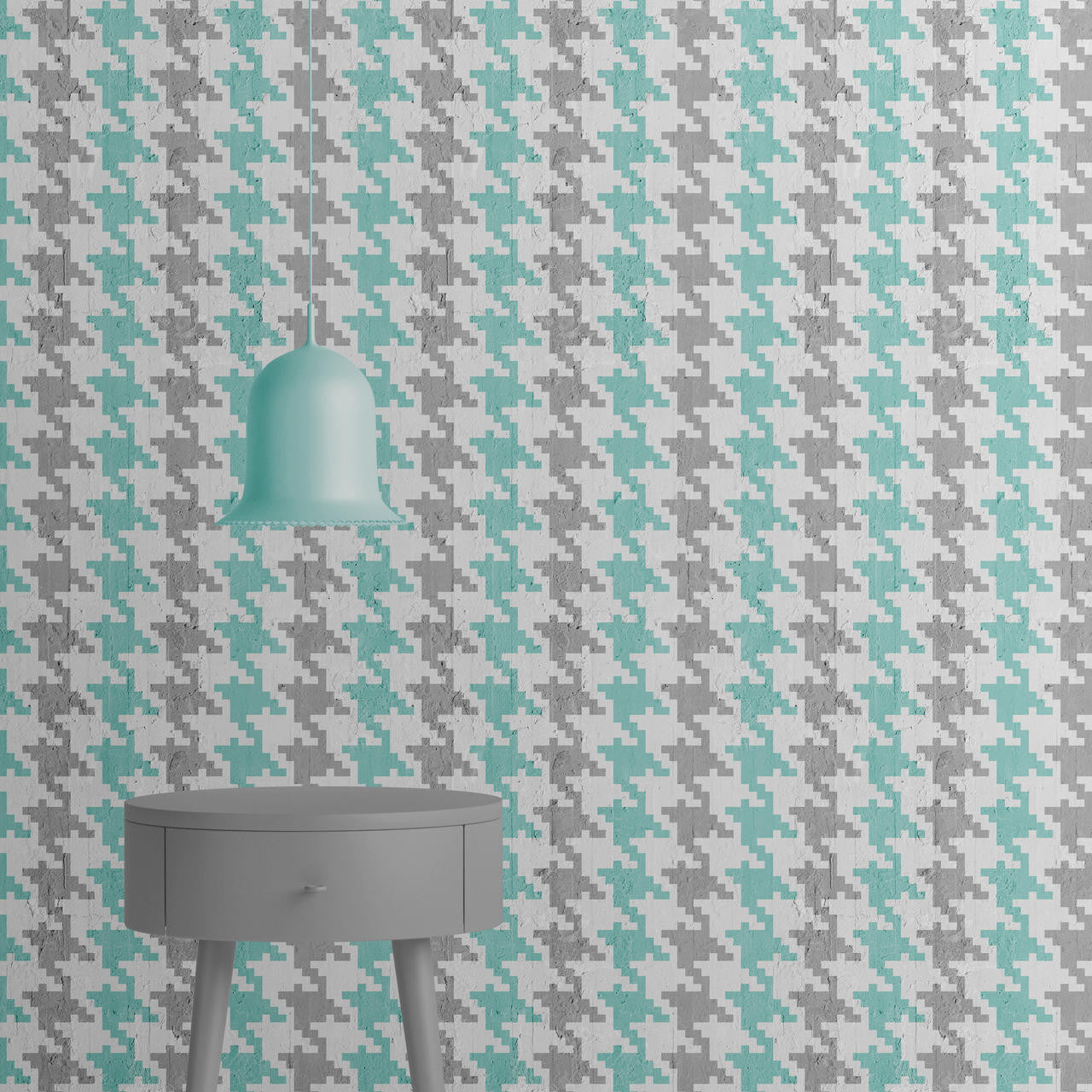 Mineheart Pied De Poule Tapete Aquamarin Grau A3 Muster