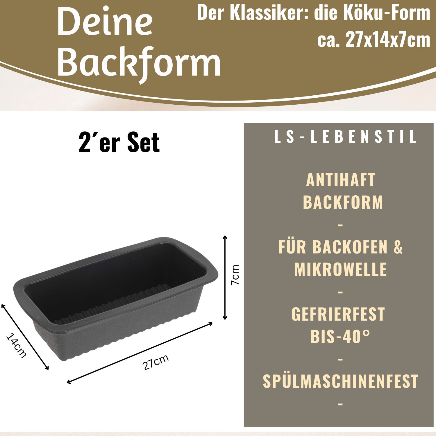 LS-LebenStil Küche & Haushalt Königskuchenform Silikon 25cm 2er