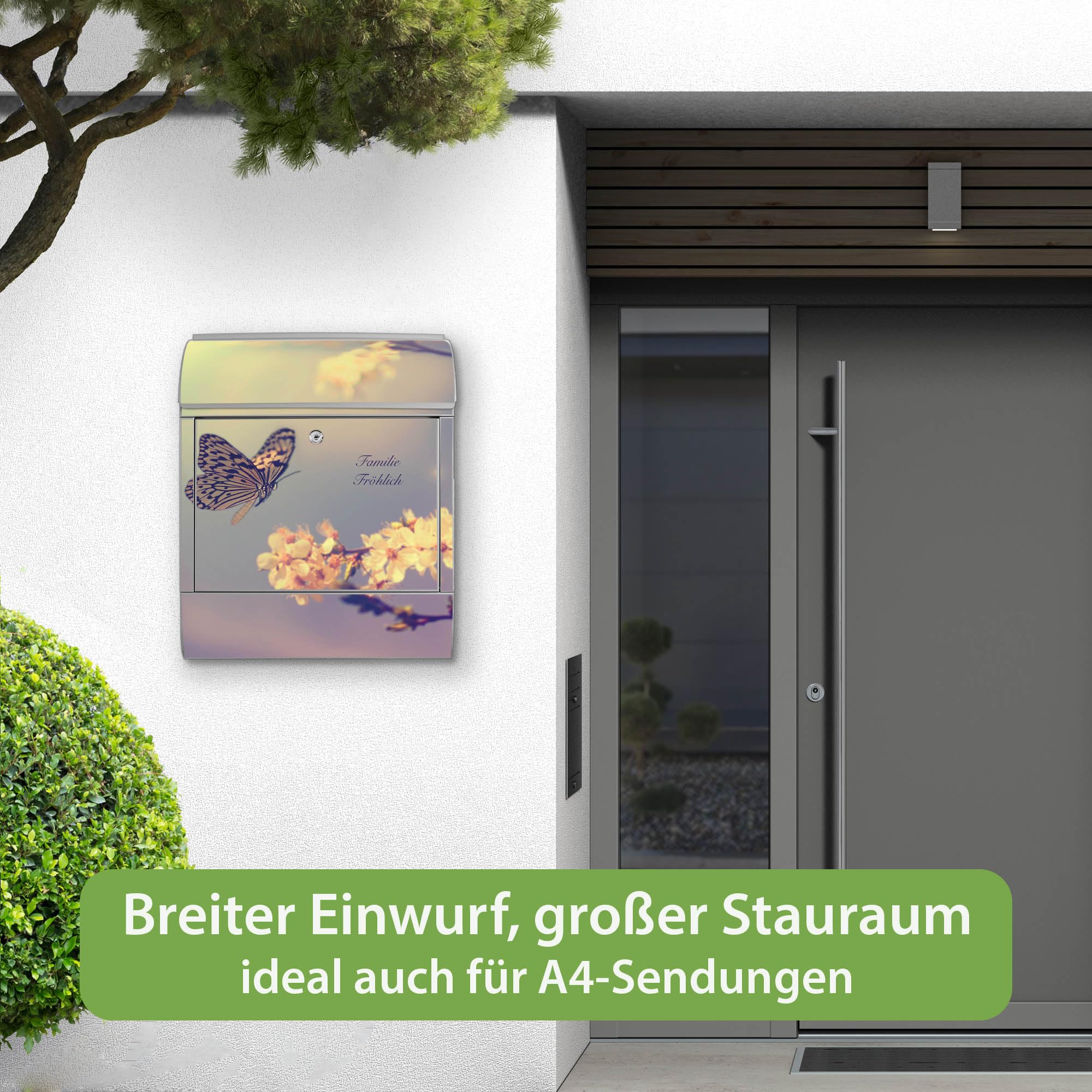 Banjado Briefkasten Tag im Mai Silber mit Zeitungsfach