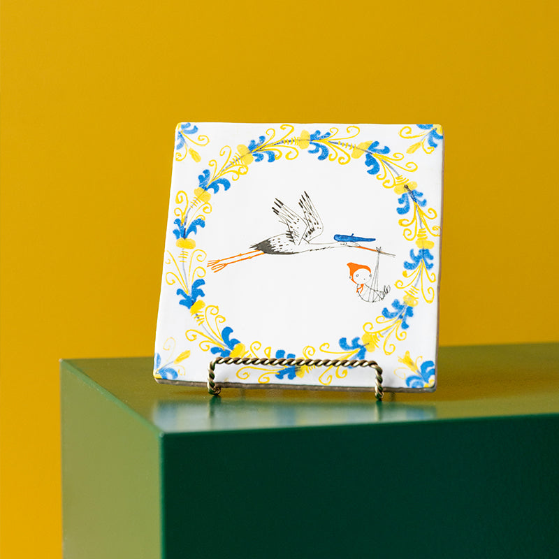 Storytiles Delft Blue Hallo kleintje! Baby-Fliese S 10x10 cm
