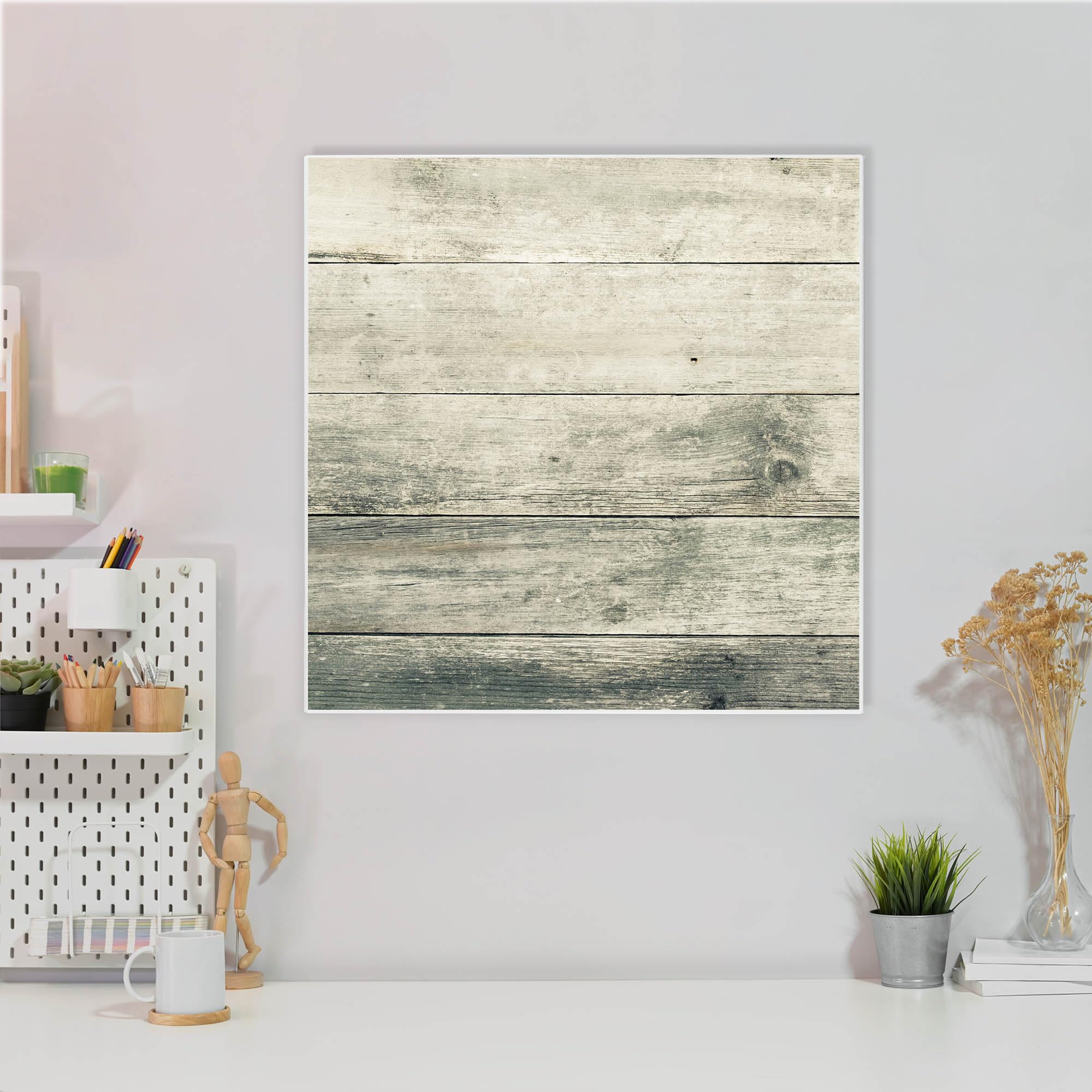 Banjado Magnettafel 50x50 cm Magnetwand Graue Planken
