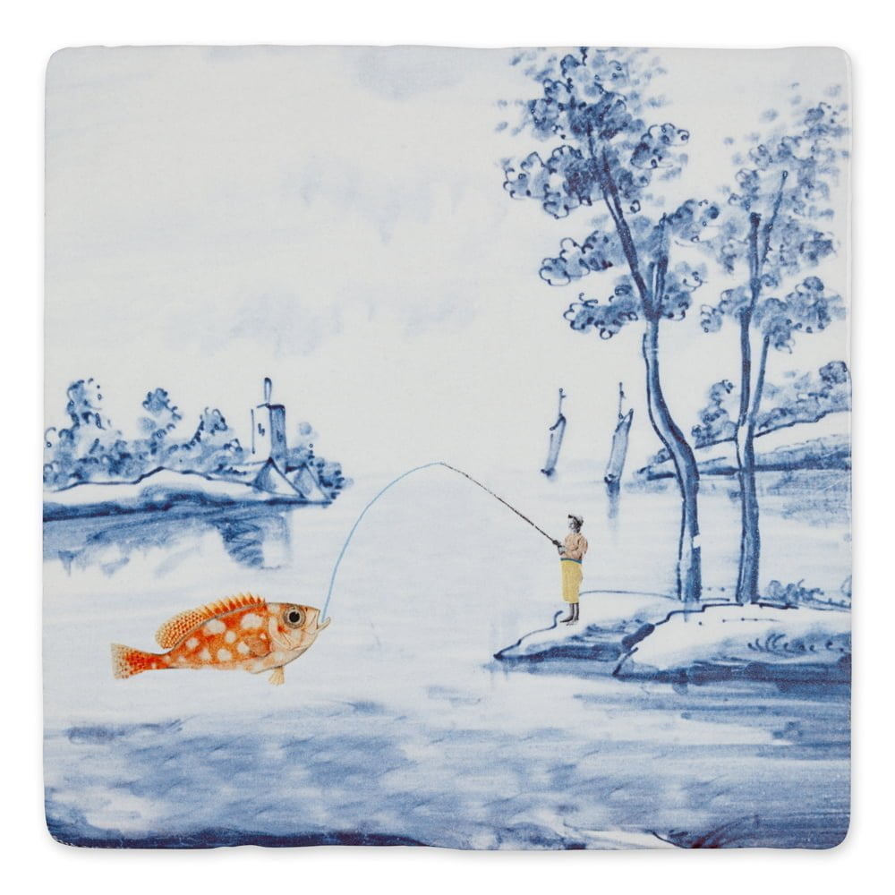 Storytiles Delft Blue Een grote vis vangen Wandfliese S