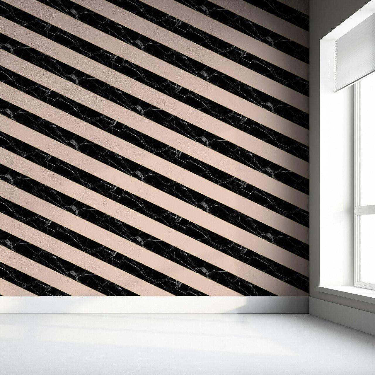 Mineheart Diagonal Marble Tapete Schwarz Pink Musterversand