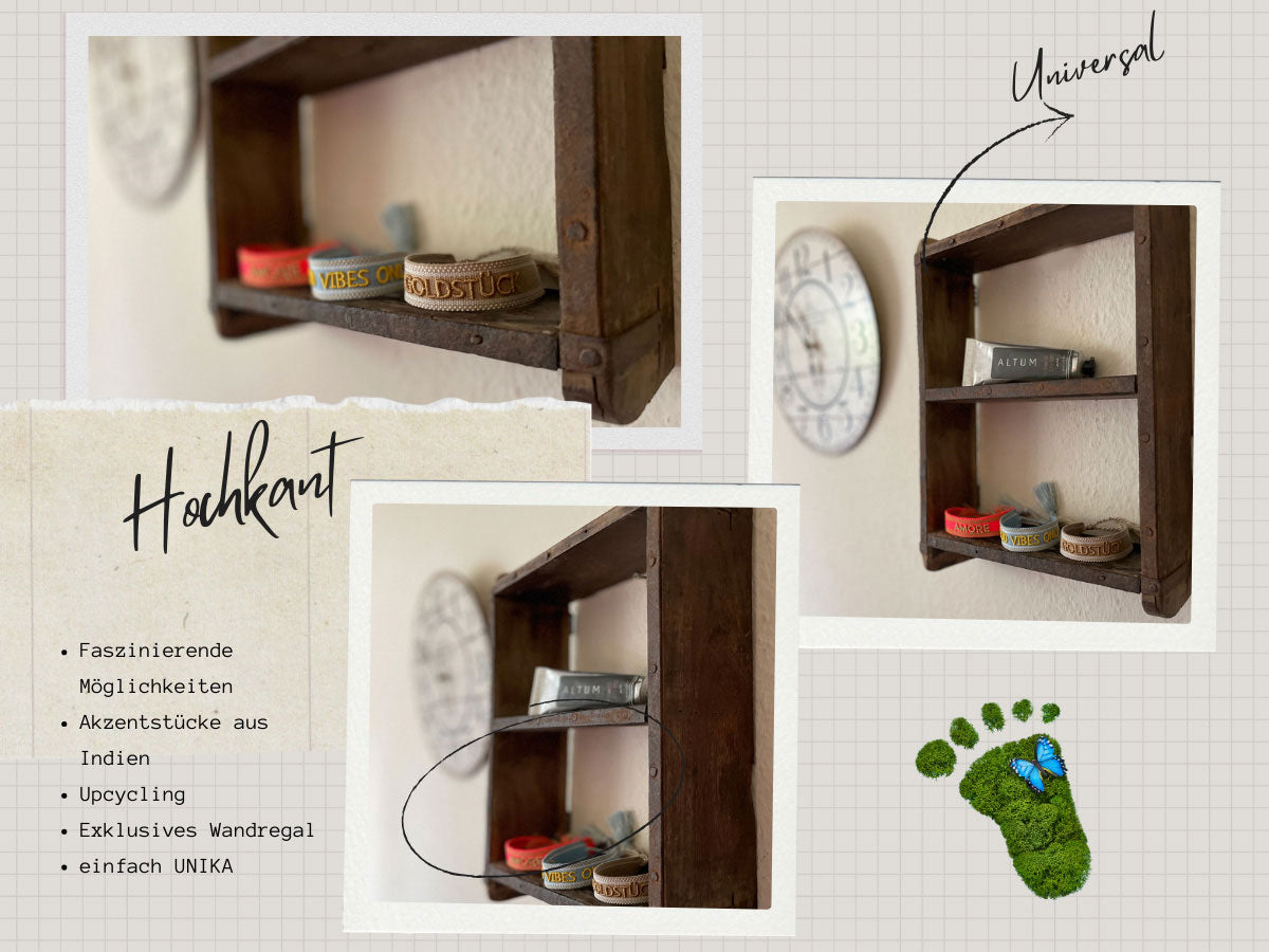 LS-LebenStil Küche & Haushalt Wandregal Holz 31x25cm Braun Ziegelform