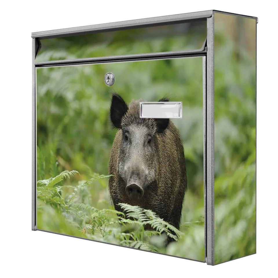 Banjado Briefkasten Wildschwein Silbergrau A4 ohne Zeitungsfach