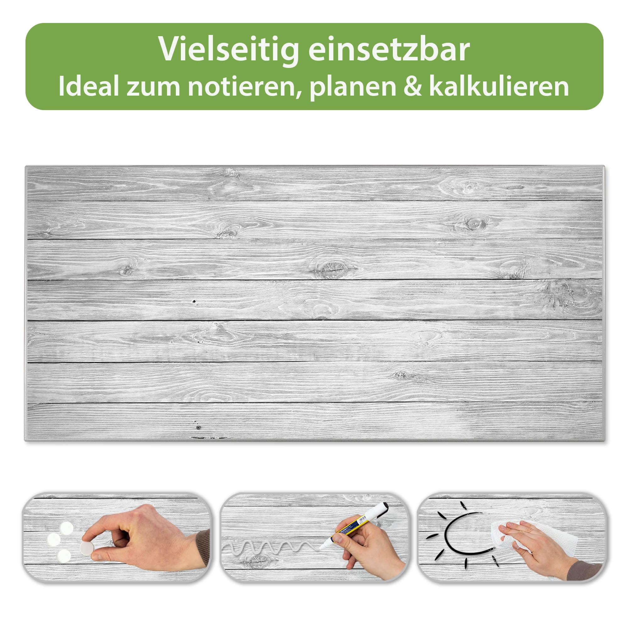 Banjado Magnettafel Weiß Gebeizt Metall 78x37 cm beschreibbar
