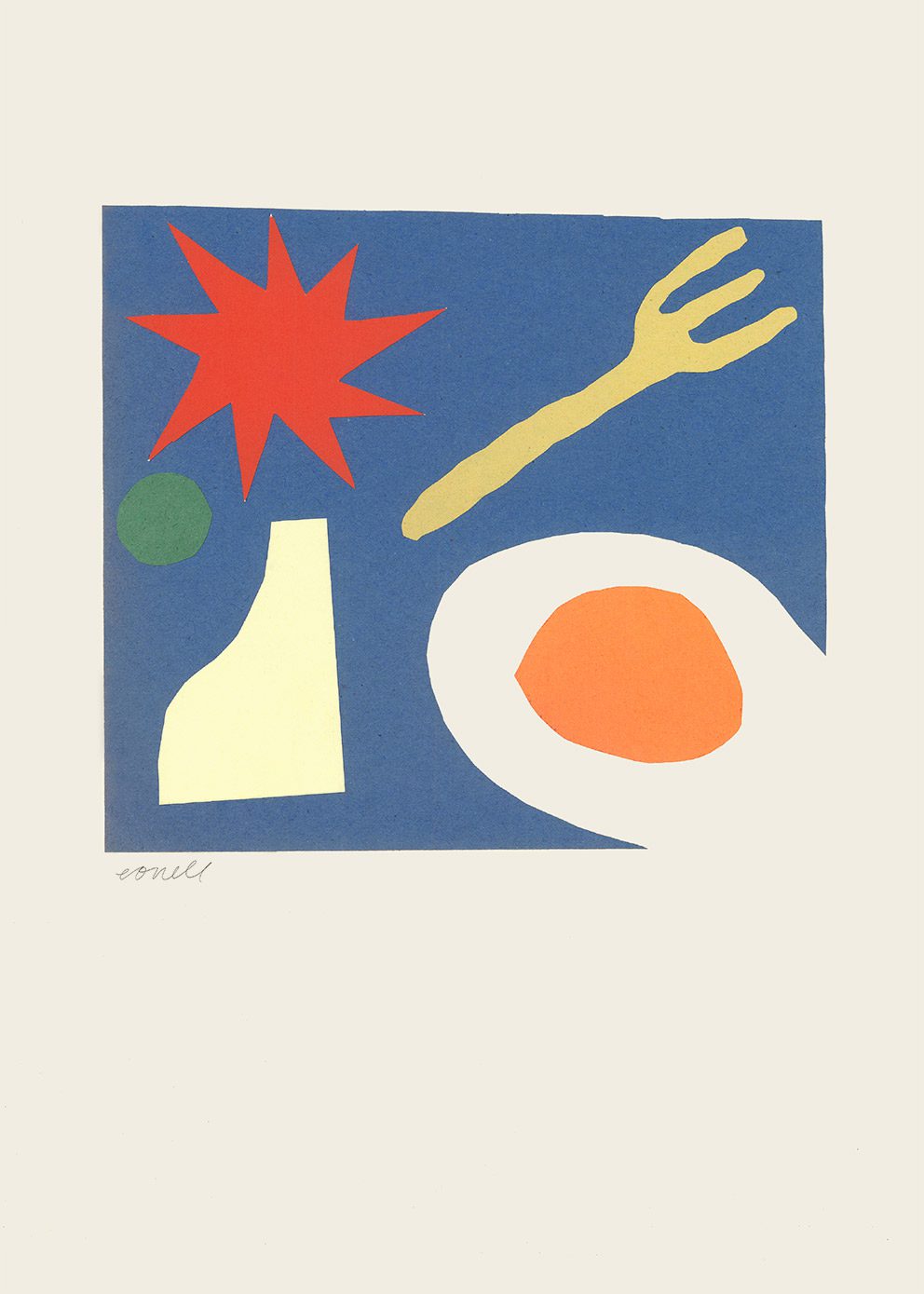 The Poster Club Breakfast Kunstdruck A4 abstrakt Blau-Grün