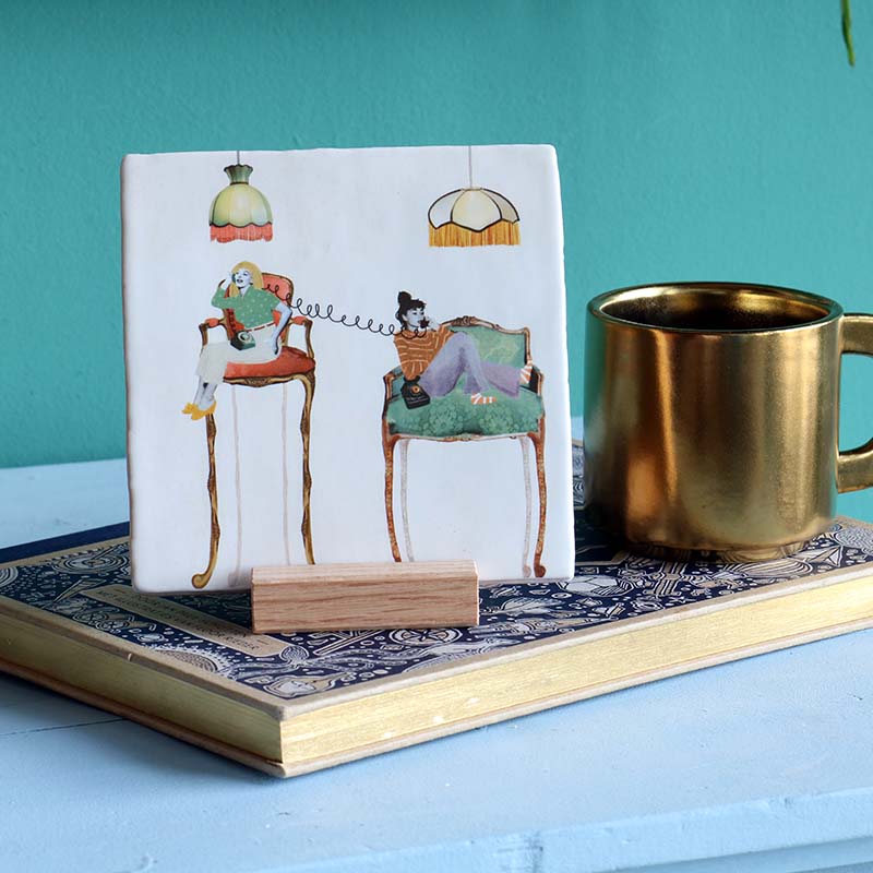 Storytiles Delft Blue Bijpraten met jou Fliese 10x10 cm Spruch