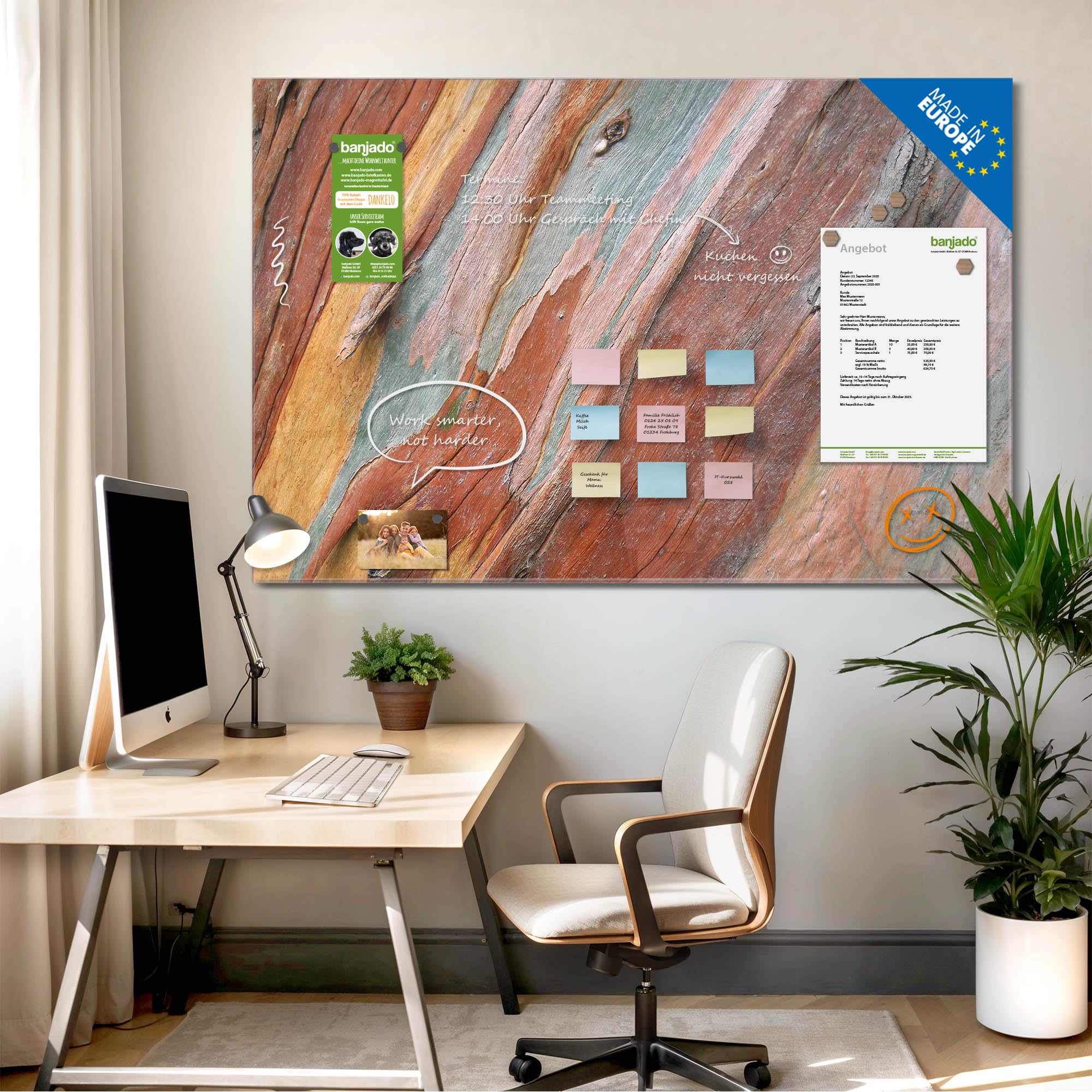 Banjado Magnettafel Coloured Wood Glas 120x80 cm Holzoptik