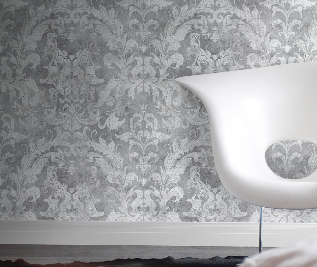 Mineheart Light Urban Concrete Damask Tapete Grau 70cm