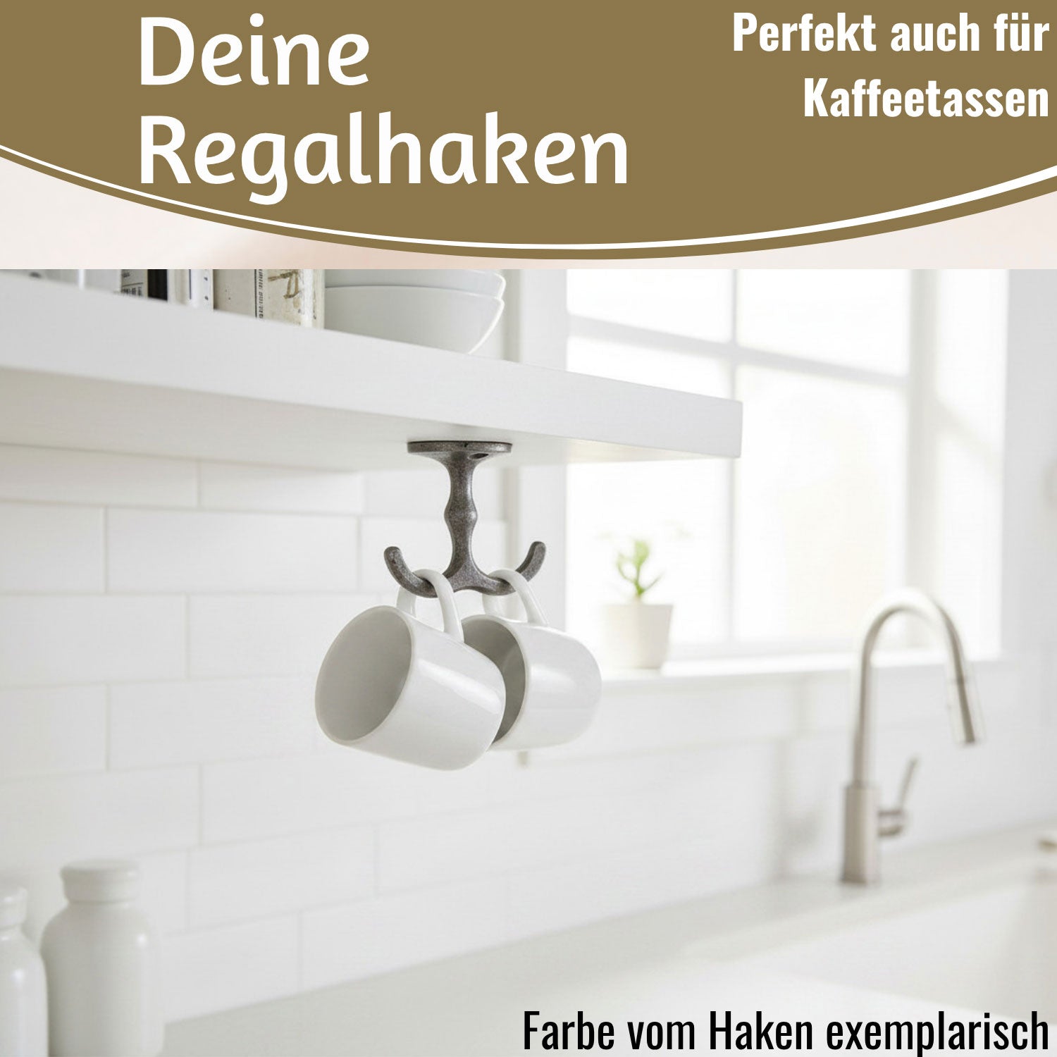 IB Laursen Doppel-Regalhaken Gusseisen Schwarz Vintage 5,5cm