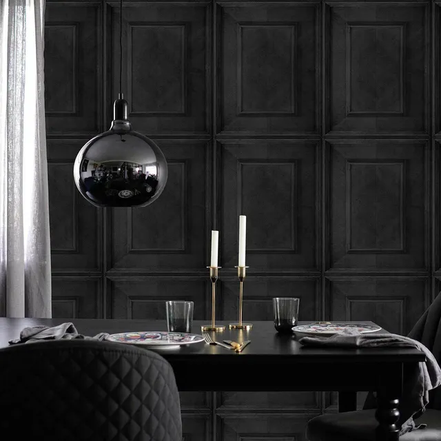 Mineheart Wallpaper Dutch Inlay Tapete Charcoal Paneel