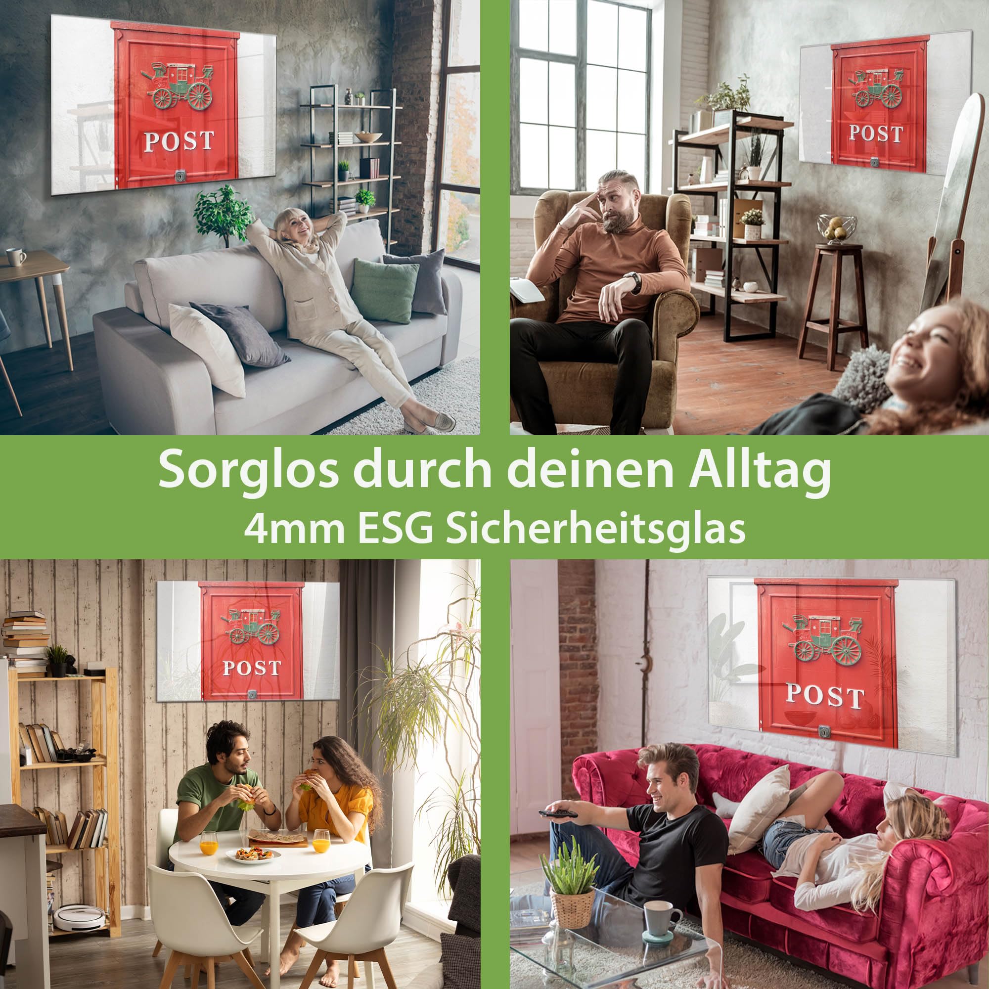Banjado Magnettafel Postkasten Nostalgie Magnetboard 120x80 cm Glas