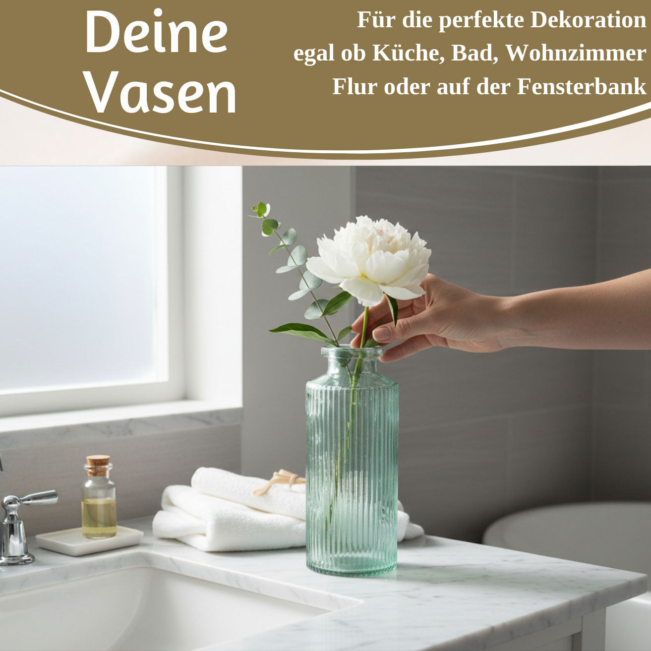 LS-LebenStil Retro Glas-Vasen 4er-Set salbei-grün 14cm