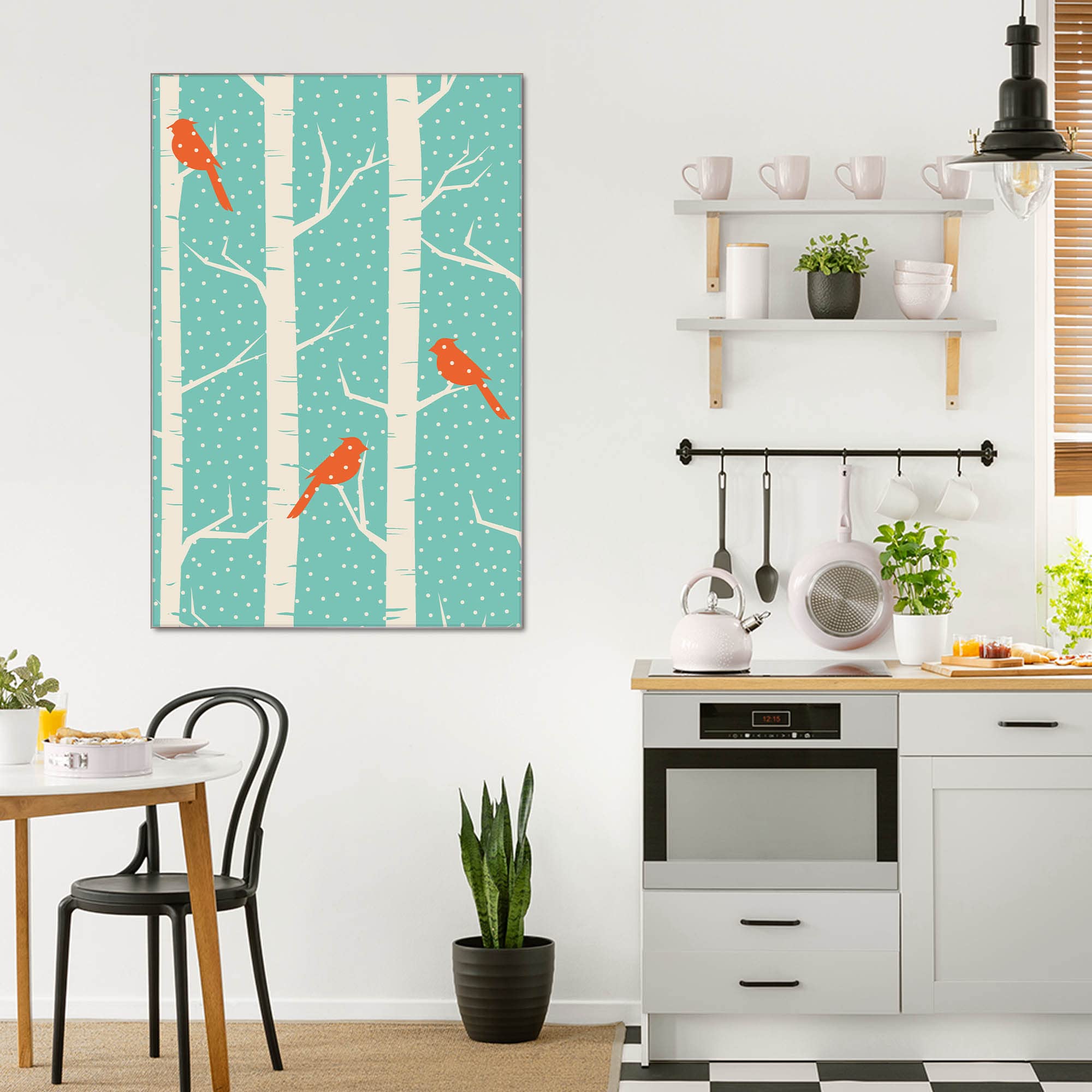 Banjado Magnettafel Wintervögel Magnetboard 60x40 Tiermotiv