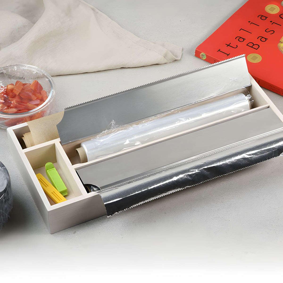 LS-LebenStil Küche & Haushalt Folienspender Bambus 4-fach