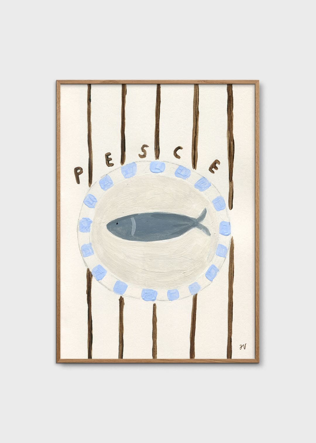 The Poster Club Pesce Poster A4 Tiermotiv blau