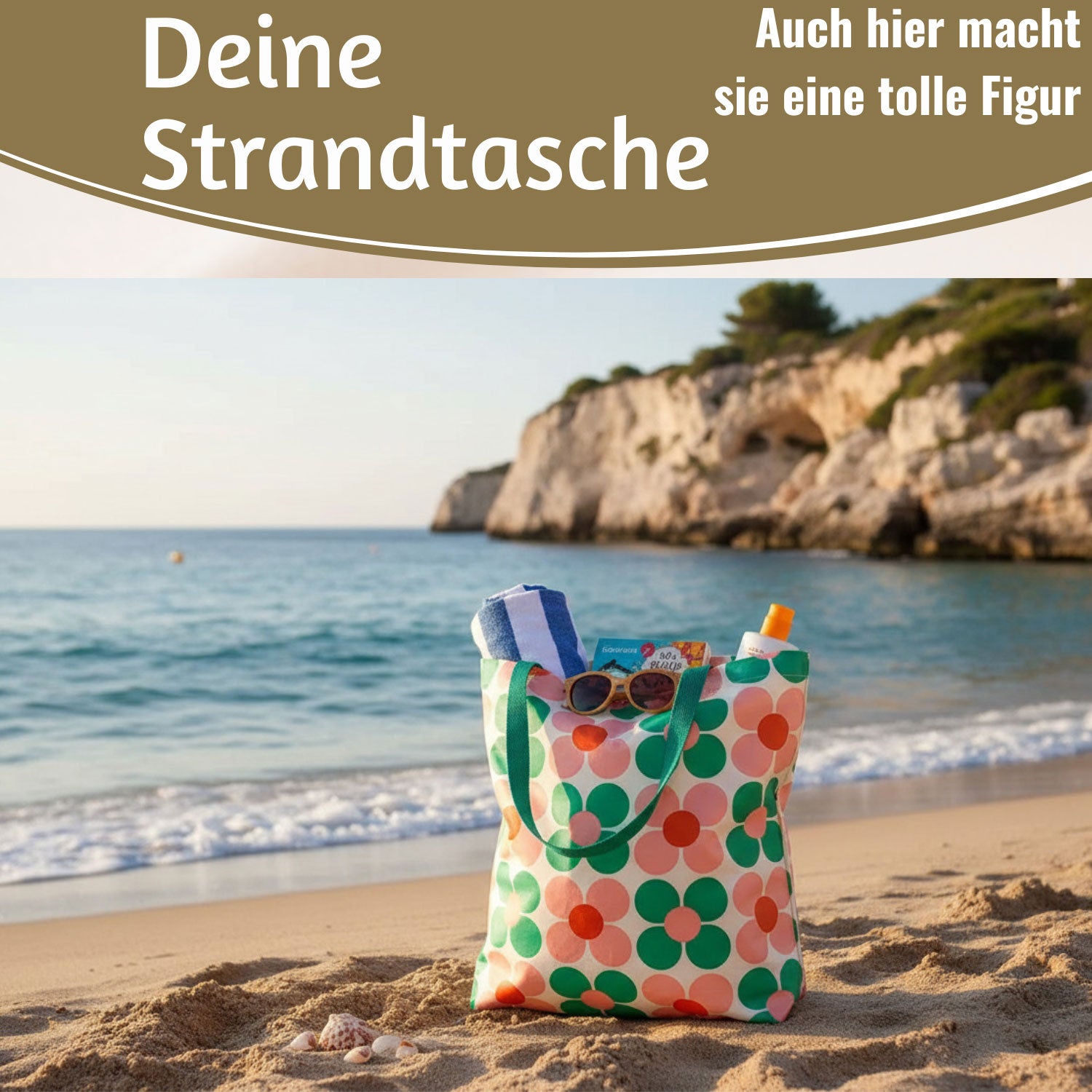 LS-LebenStil Retro Shopper Daisy pink-grün faltbar 40x34x15 cm